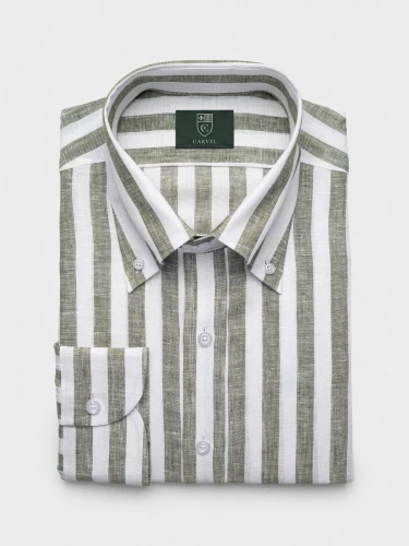 koszula-lniana-paski-button-down-bialo-oliwkowa-1.webp