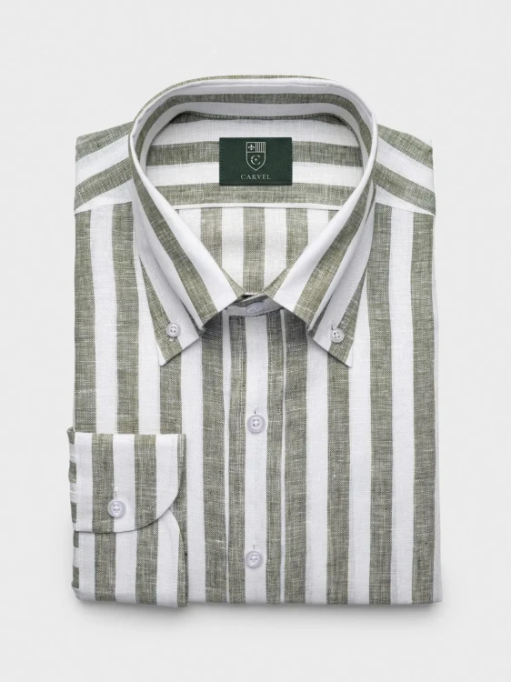koszula-lniana-paski-button-down-bialo-oliwkowa-1.webp
